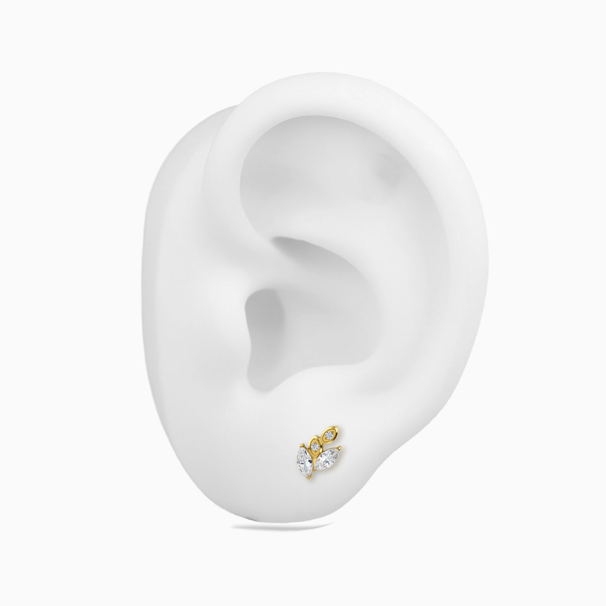 18Kt Gold PVD Titanium Threadless Marquise Leaf Cluster Top