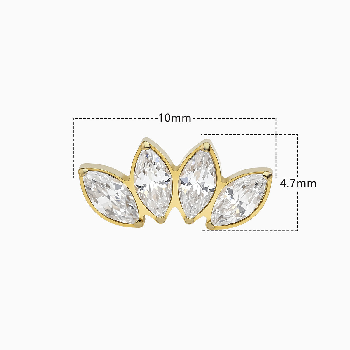 24kt Gold PVD Titanium Marquise Fan Top
