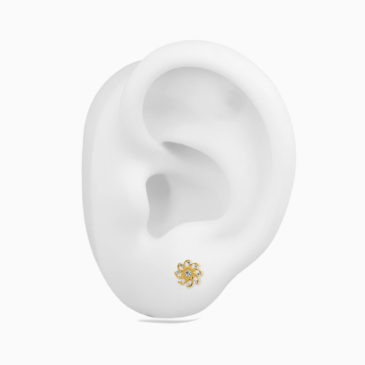 18Kt Gold PVD Titanium Threadless Swirl Cluster Top
