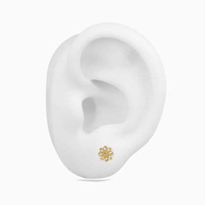 18Kt Gold PVD Titanium Threadless Swirl Cluster Top