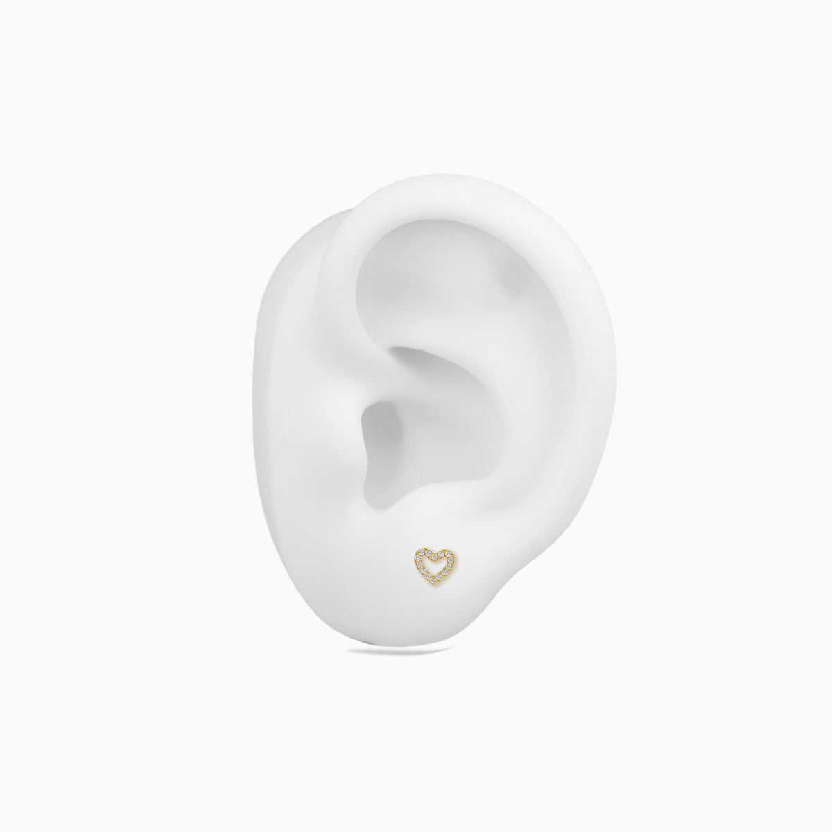 18Kt Gold PVD Titanium Threadless Open Heart Gem Top