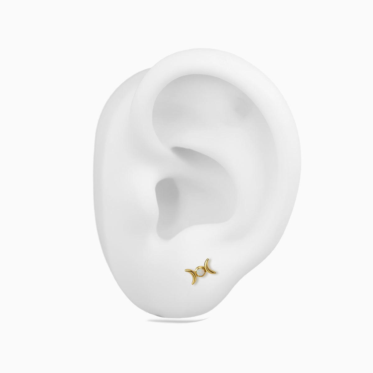 18Kt Gold PVD Titanium Threadless Triple Moon Opal Top