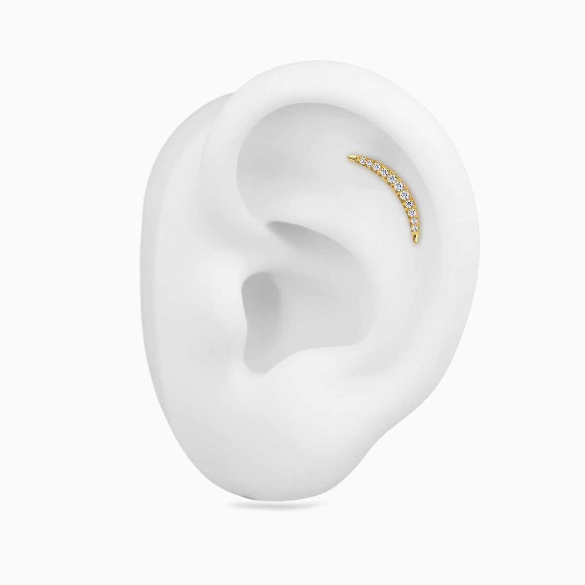18Kt Gold PVD Titanium Threadless Crescent Curved Cluster Top