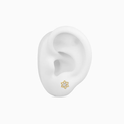 18Kt Gold PVD Titanium Threadless Open Star Gem Top