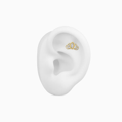 18Kt Gold PVD Titanium Threadless Crown Cluster Top