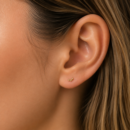 18Kt Gold PVD Titanium Threadless Triple Bead Cluster Top