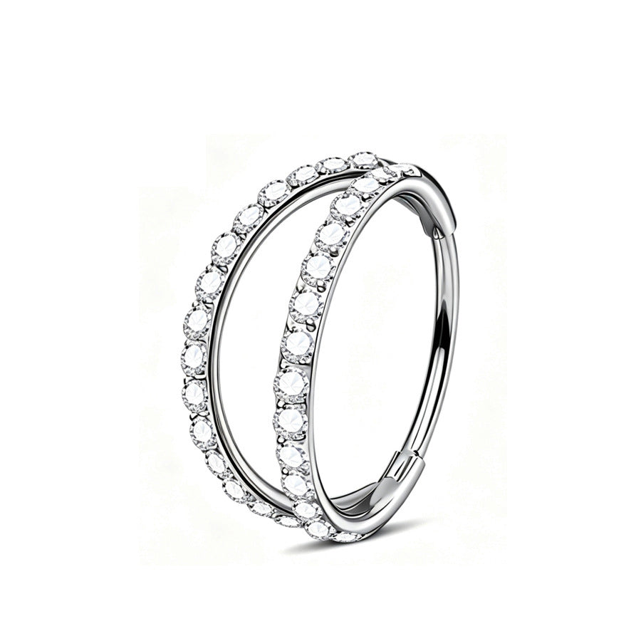 20G Double Row Hinged Segment Ring, ASTM F136 Implant Grade Titanium Nose & Conch Hoop, Hypoallergenic Piercing Jewelry