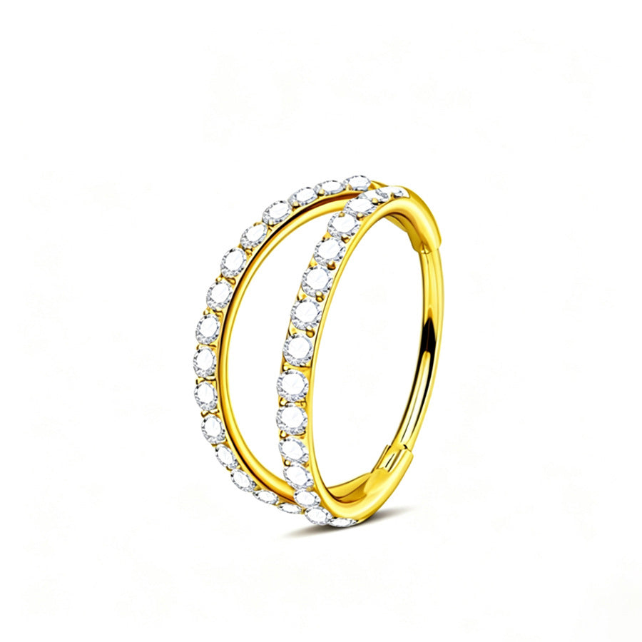 20G Double Row Hinged Segment Ring, ASTM F136 Implant Grade Titanium Nose & Conch Hoop, Hypoallergenic Piercing Jewelry